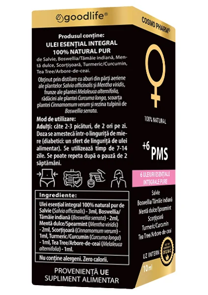 Mix de uleiuri esentiale integrale +6PMS Hormonal Balance, 10ml, Cosmopharm