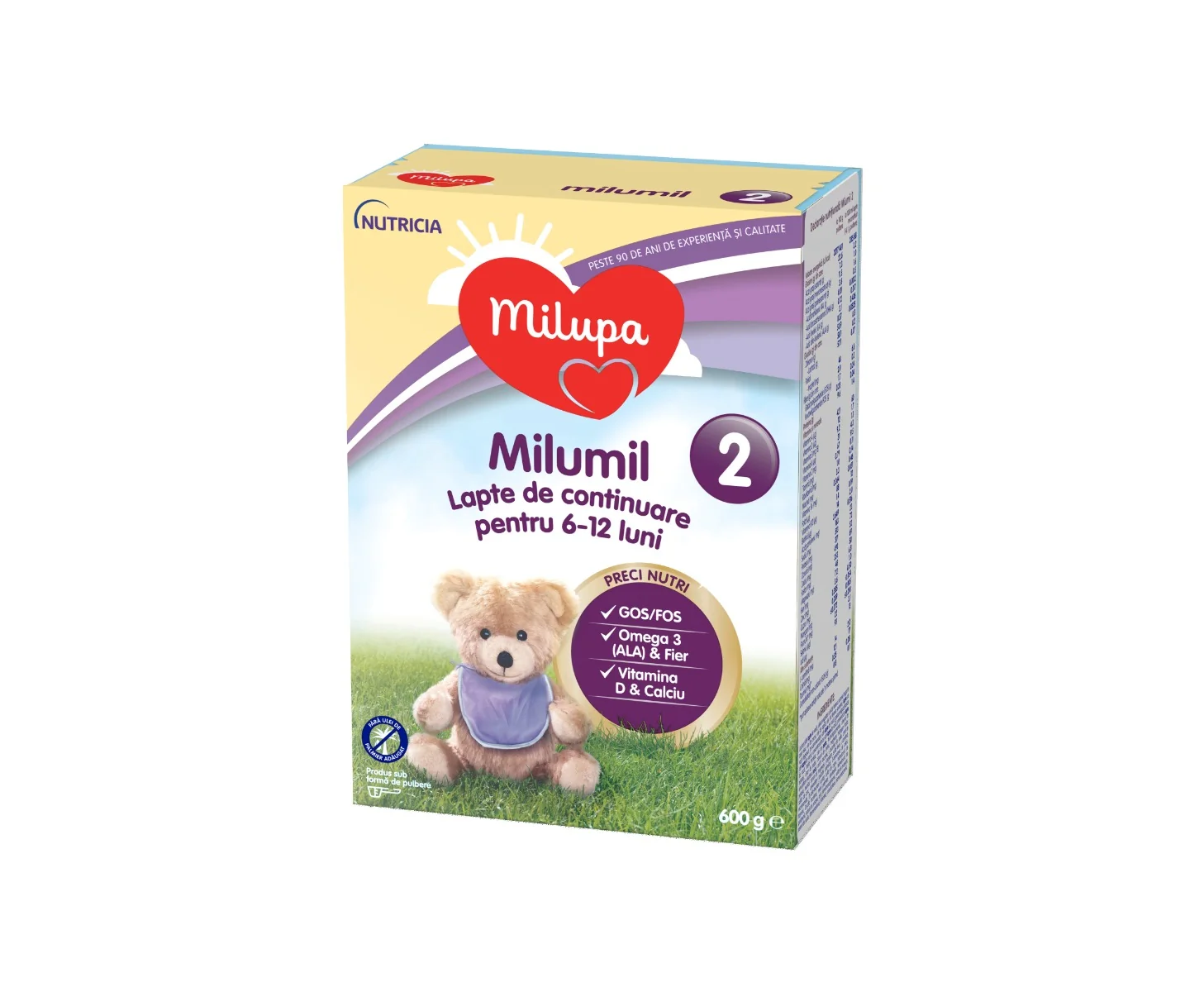 Lapte pentru continuare pentru 6-12 luni Milumil 2, 600g, Milupa