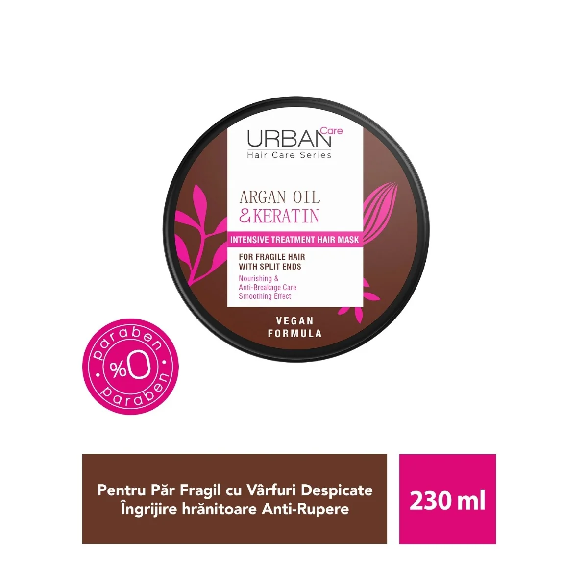 Masca de par intensiva cu Ulei de Argan si Keratina, 230ml, Urban Care 