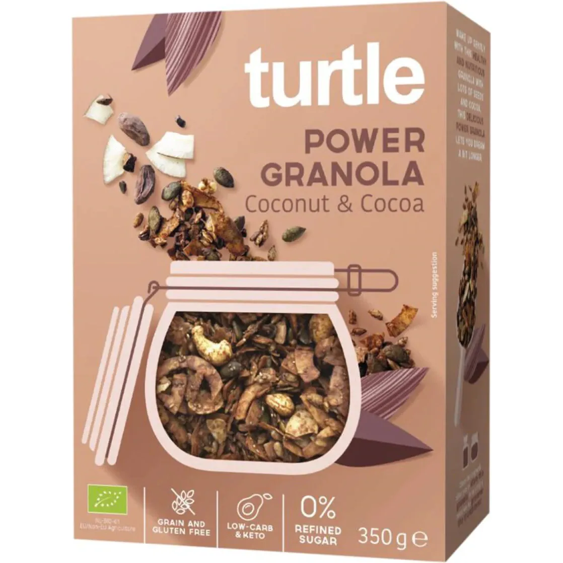 Power Granola cu nuci de cocos si cacao, 350g, Turtle