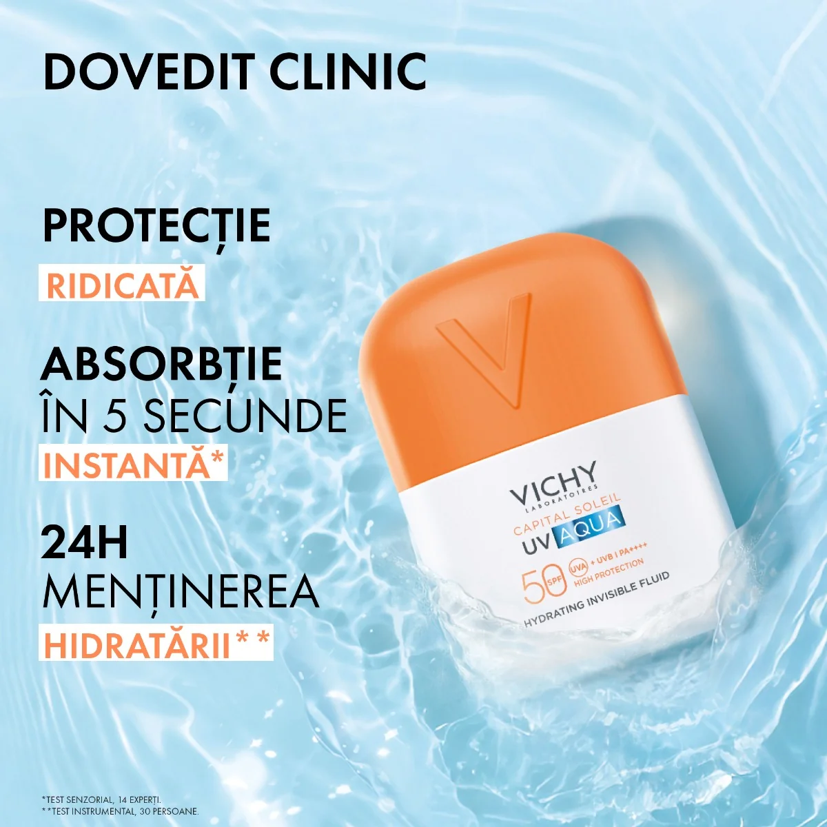 Fluid invizibil hidratant SPF 50 Capital Soleil UV AQUA, 50ml, Vichy