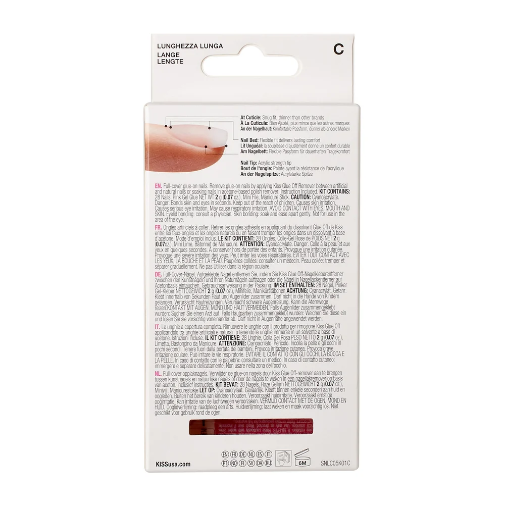 Unghii false Salon Acrylic Strong Enough Long Coffin, 28 bucati, Kiss