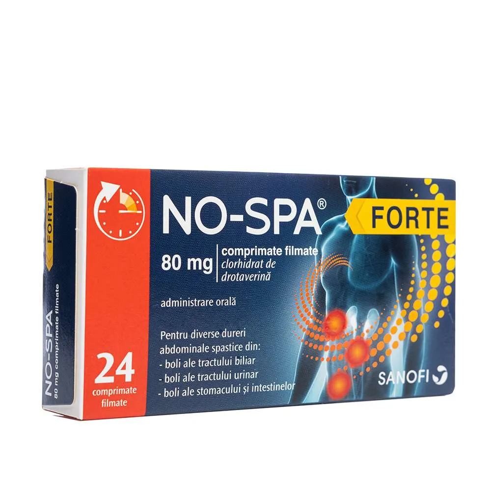 No-Spa Forte 80 mg, 24 comprimate filmate, Sanofi 