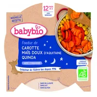 Meniu fondue de morcovi si porumb dulce cu quinoa Bio, 230g, BabyBio