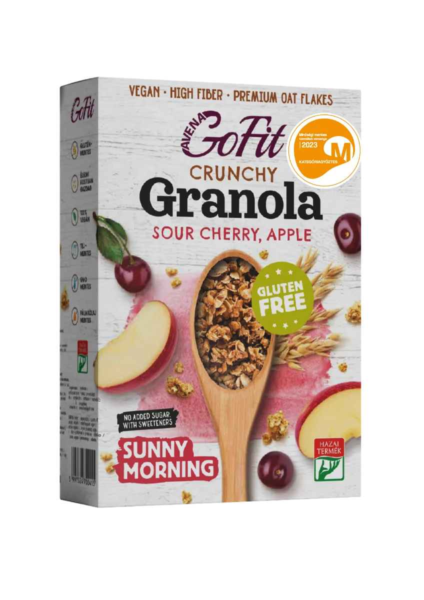 Granola cu cirese si mere fara gluten, 250g, Avena GoFit