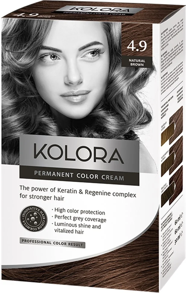 Vopsea de par Kolora 4.9 Natural Brown, 50ml, Aroma