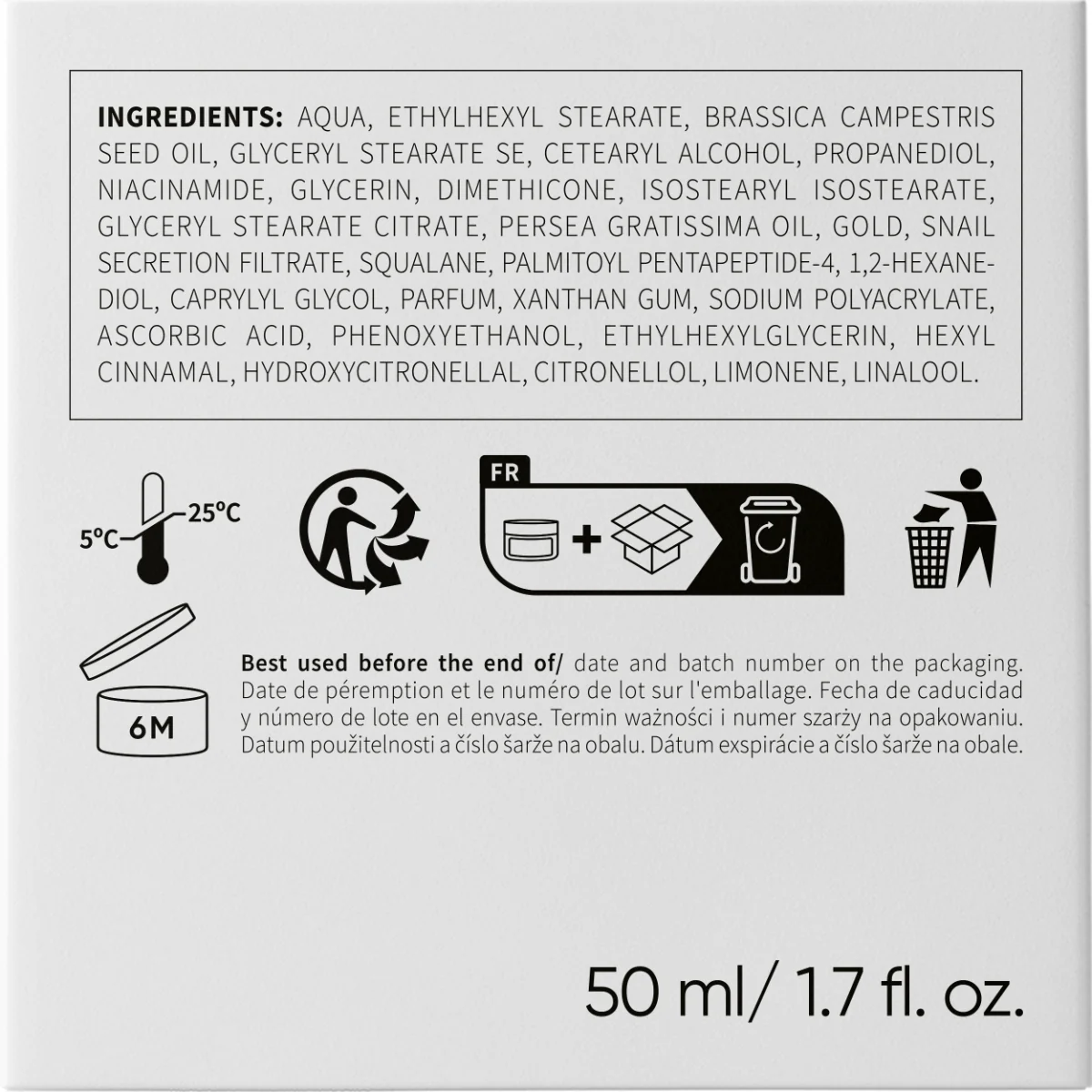 Crema tonifianta zi/noapte de fata antirid cu Mucus de melc, 50ml, Erne