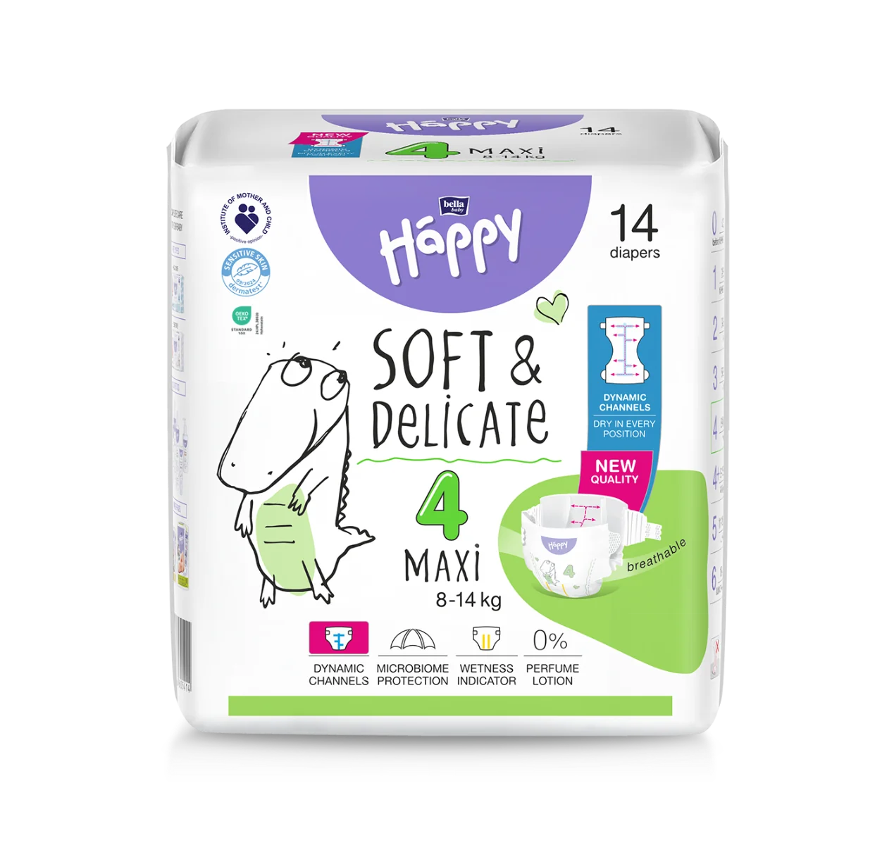 Scutece Happy Soft & Delicate 8-14 kg Maxi Marimea 4, 14 bucati, Bella Baby