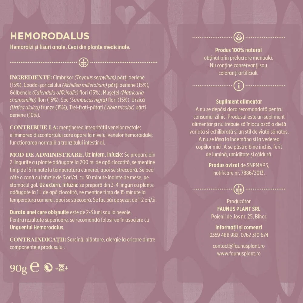 Ceai pentru hemoroizi Hemorodalus, 90g, Faunus Plant