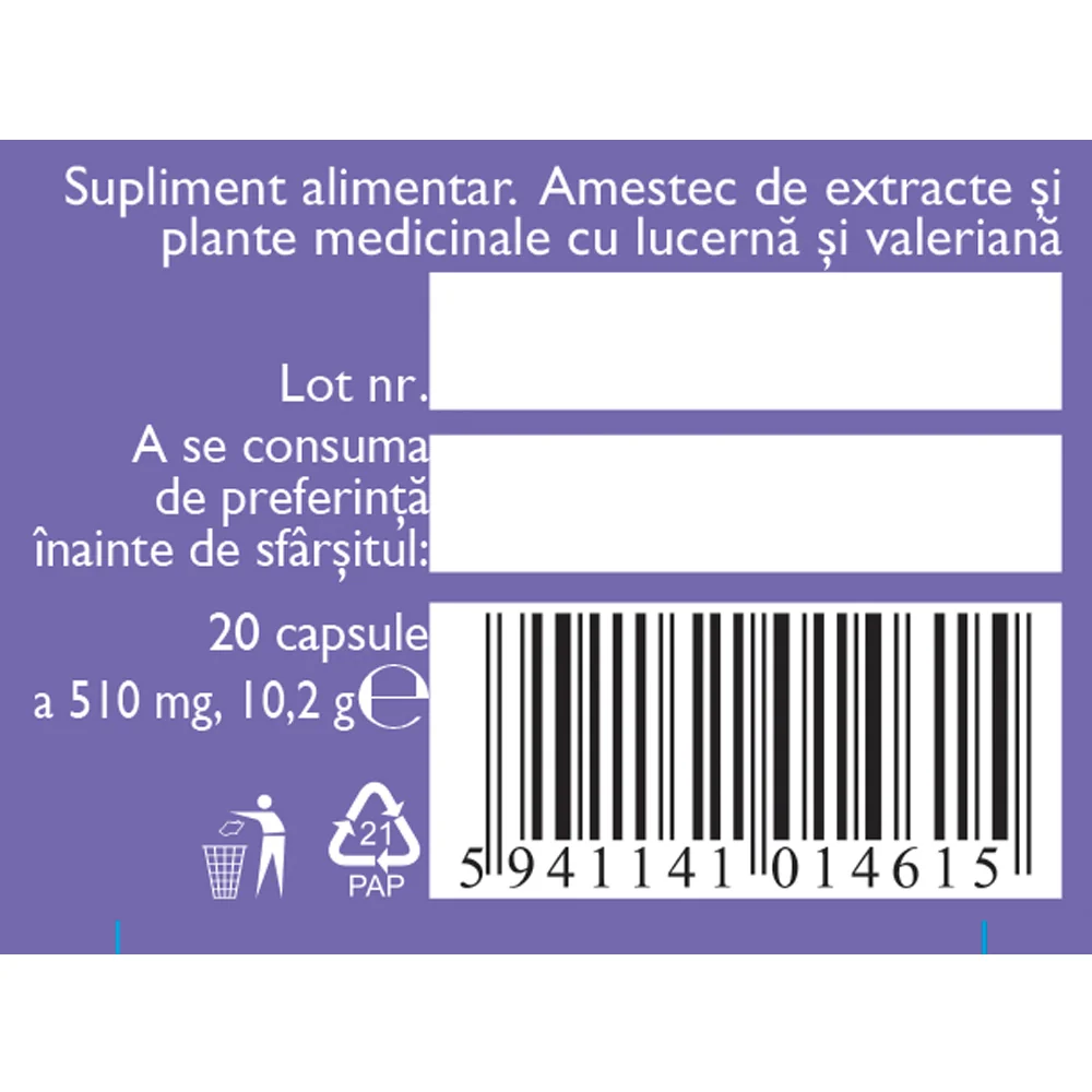 Melatonina vegetala 3mg N168, 20 capsule, Fares