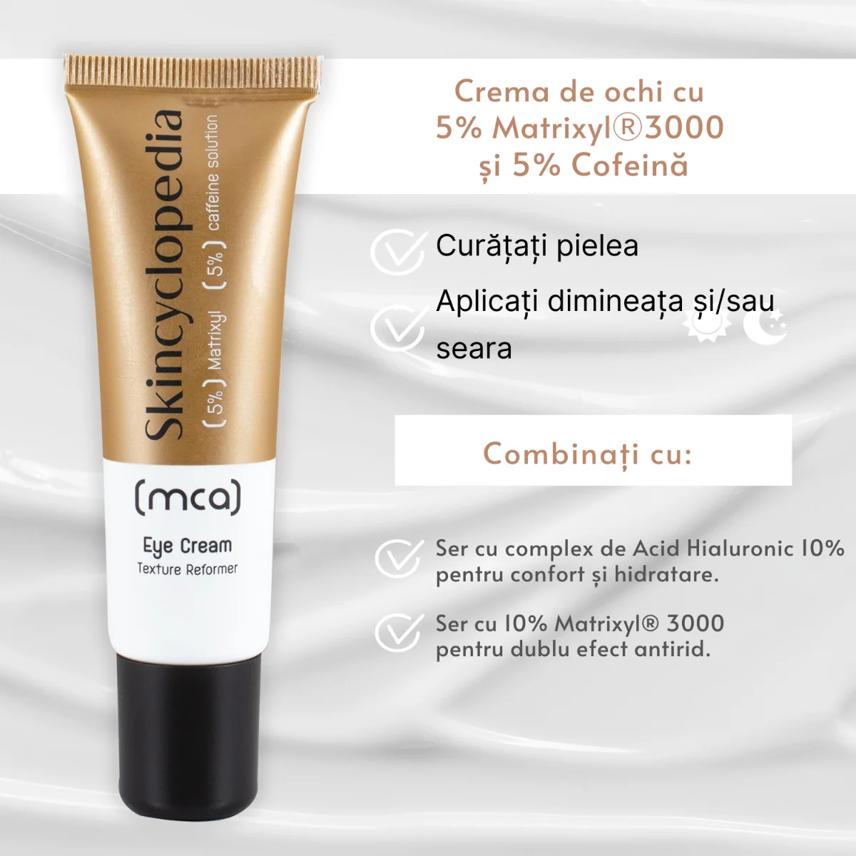 Crema de ochi cu 5% Matrixyl 3000 + 5% solutie de cofeina, 30ml, Skincyclopedia