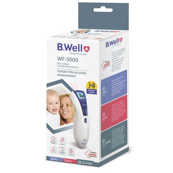 Termometru medical, electronic cu infrarosu ,non-contact, multifunctional  WF-5000, 1 bucata, B.Well