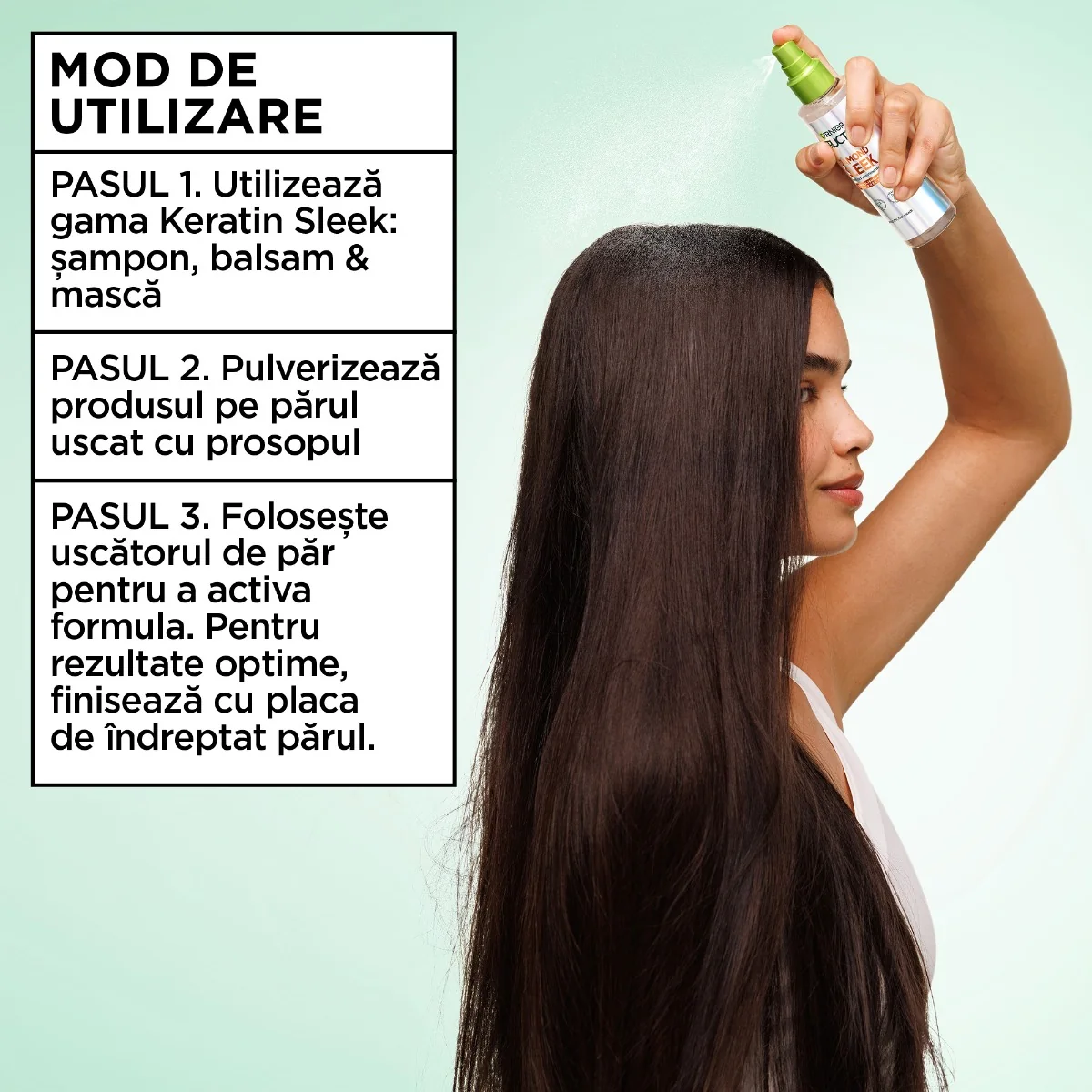 Spray cu protectie termica pentru stralucirea parului Diamond Sleek, 150ml, Garnier 
