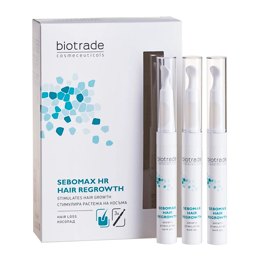 Gel stimulator pentru par Sebomax HR, 3x8.5ml, Biotrade