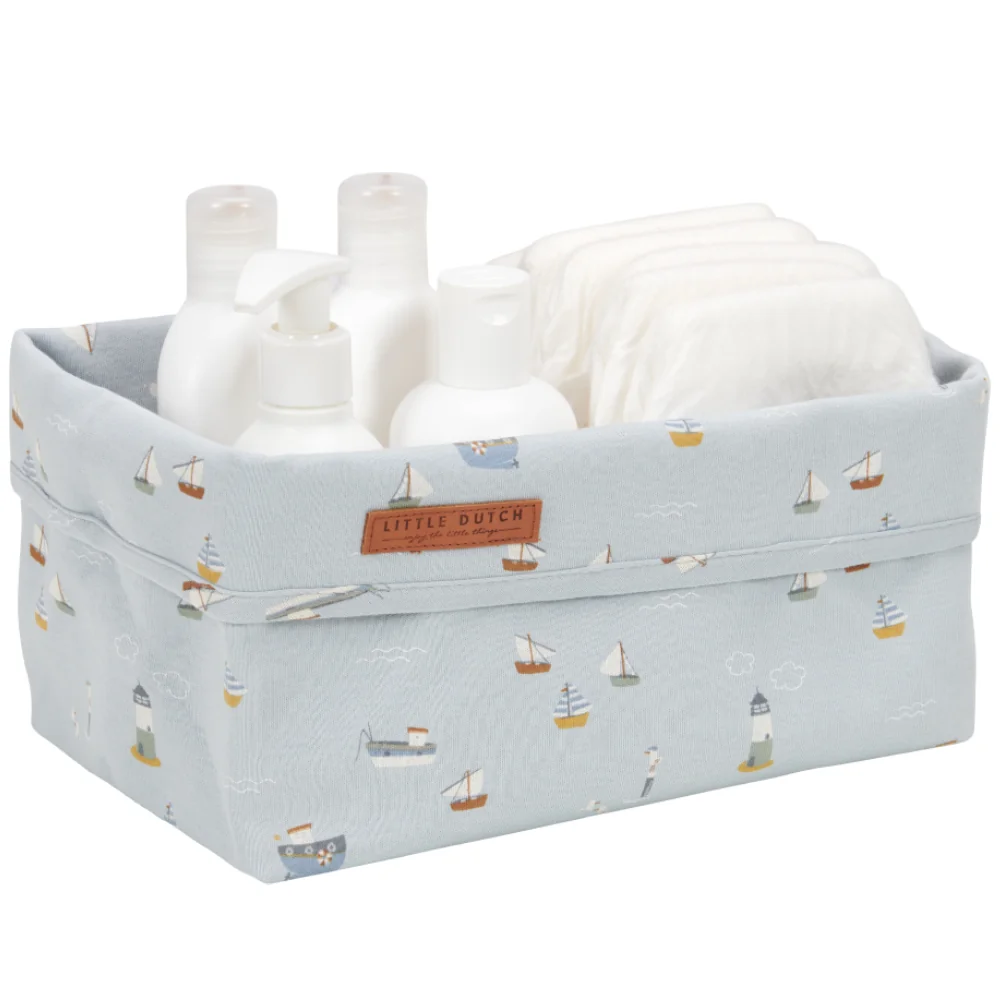 Cos de depozitare din bumbac Sailor's Bay Blue, 1 bucata, Little Dutch
