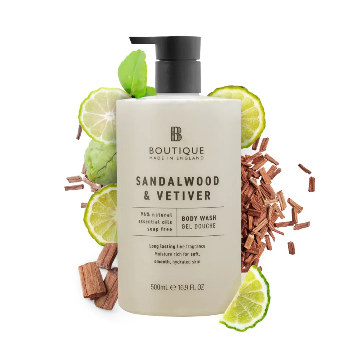 Gel de dus cu parfum de Lemn de Santal & Vetiver, 500ml, Boutique