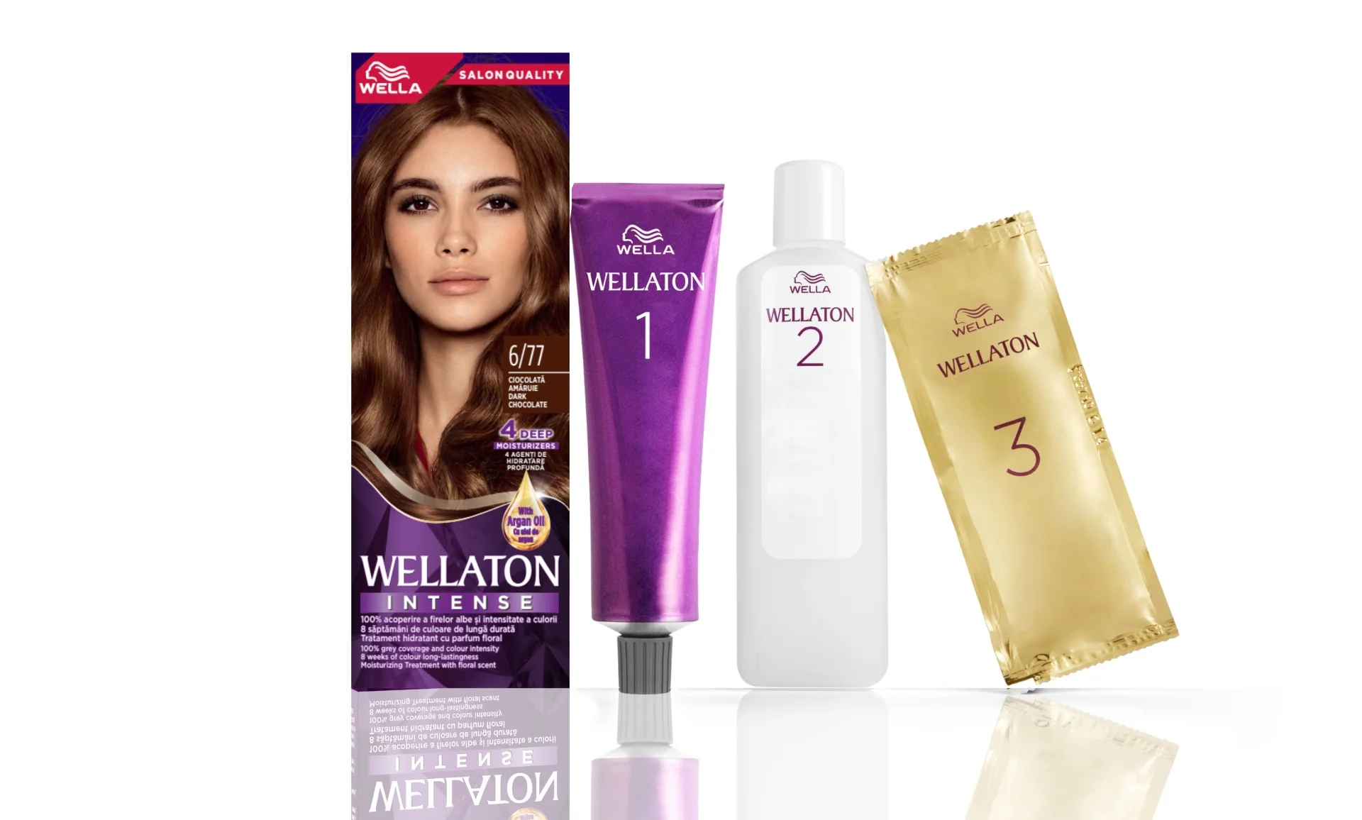 Vopsea de par permanenta Ciocolata Amaruie 6.77 Wellaton, 110ml, Wella
