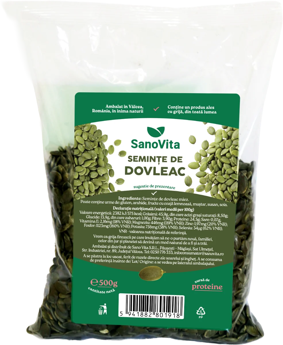 Seminte de dovleac, 500g, SanoVita