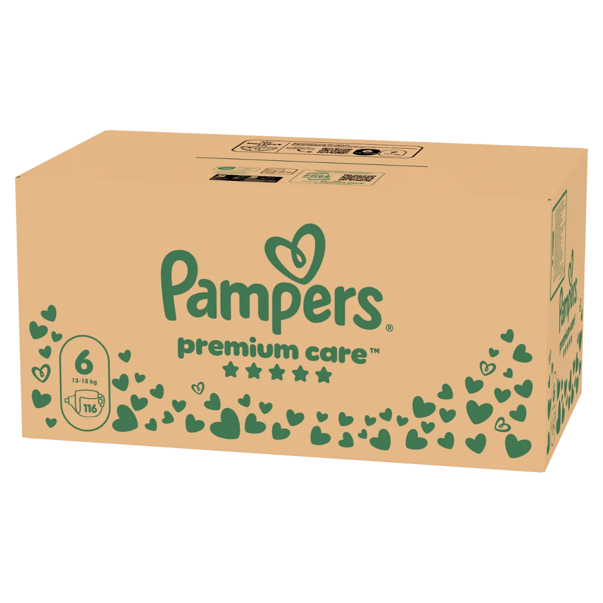 Scutece Premium Care Marimea 6 pentru 13-18 kg, 116 bucati, Pampers 