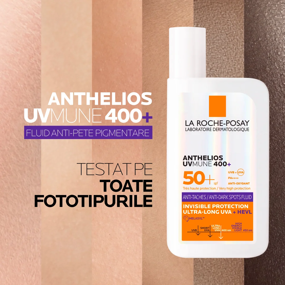 Fluid anti-pete pigmentare cu SPF50+ Anthelios UVMUNE 400+ HEVL, 50ml, La Roche-Posay