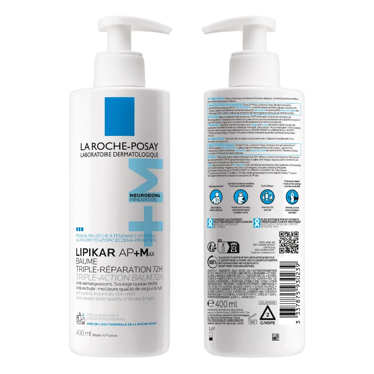 Balsam triplu reparator Lipikar Baume AP+Max, 400ml, La Roche-Posay