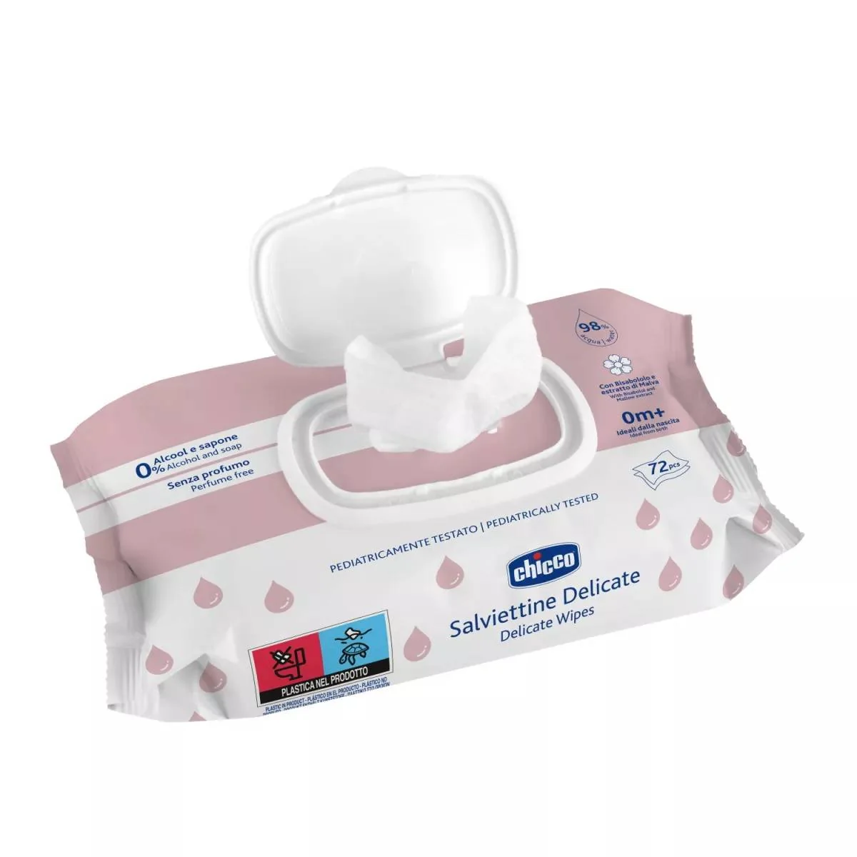 Servetele umede delicate fara alcool si sapun 0 luni+, 72 de bucati, Chicco