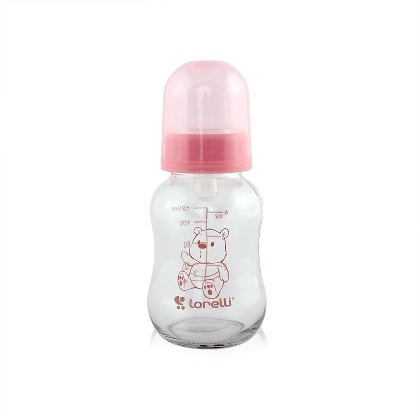 Biberon din sticla cu capac Blush Pink, 120ml, Lorelli