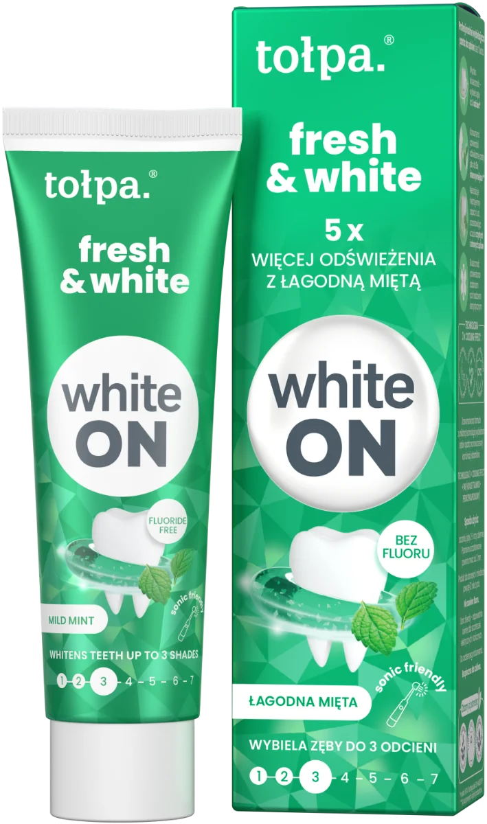 Pasta de dinti cu aroma de menta White ON, 75ml, Tolpa