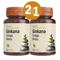 Pachet Ginkana Ginkgo Biloba 40 mg, 30 comprimate + 30 comprimate, Alevia