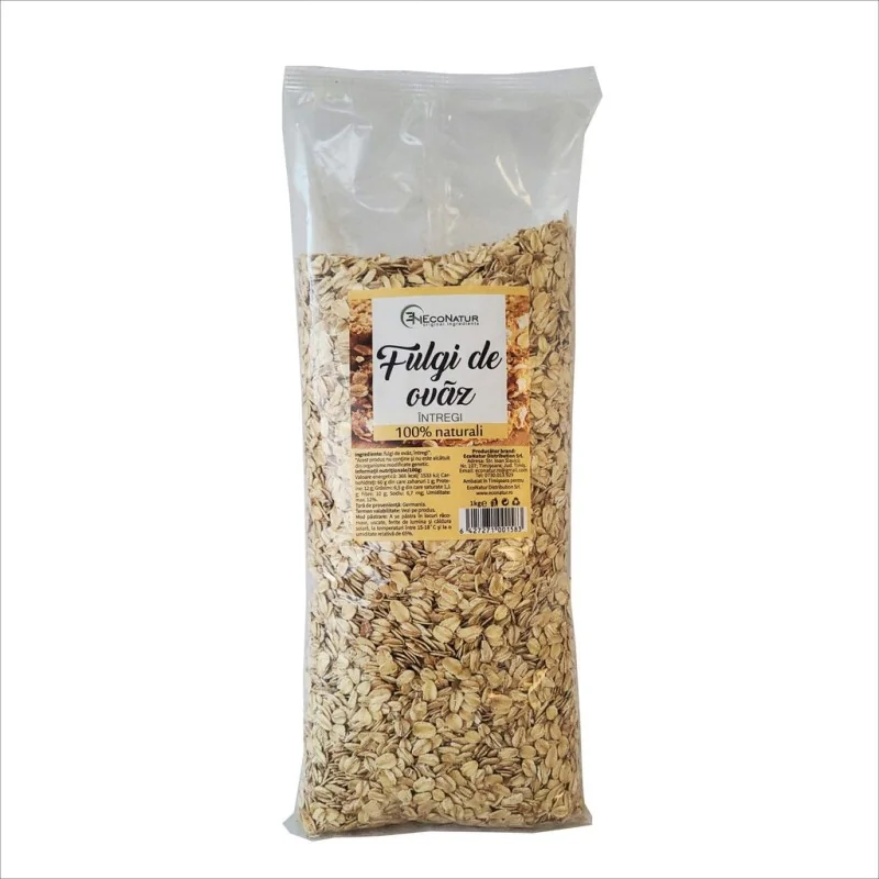 Fulgi de ovaz intregi, 1kg, EcoNatur