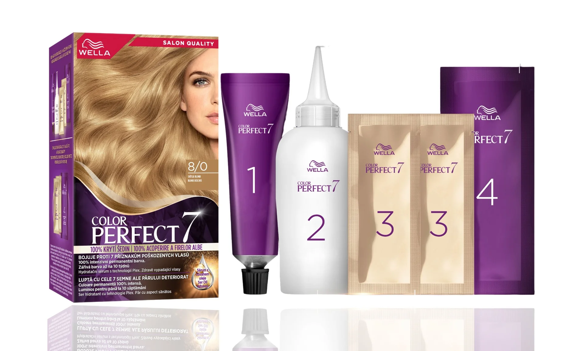Vopsea de par permanenta Blond Deschis 8/0 Color Perfect, 135ml, Wella
