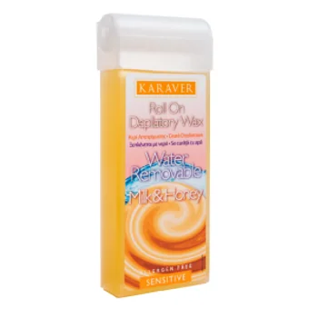 Ceara depilatoare roll-on hidrosolubila cu lapte si miere cap mare, 100ml, Karaver