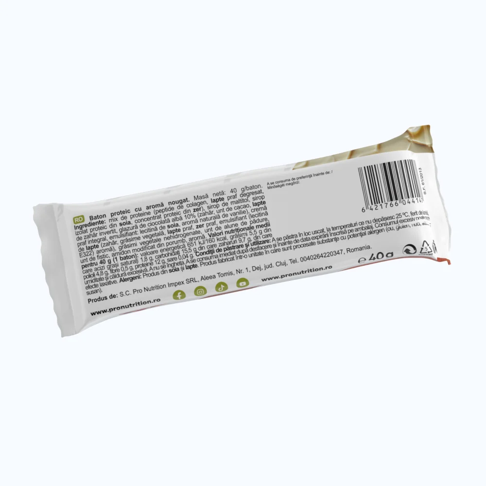 Baton proteic Nougat, 40g, Pro Nutrition
