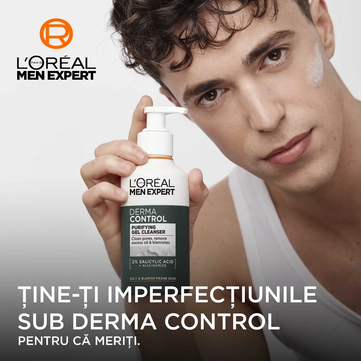 Gel de curatare pentru ten gras cu 2% acid salicilic si niacinamida, 260ml, L'oreal Men Expert