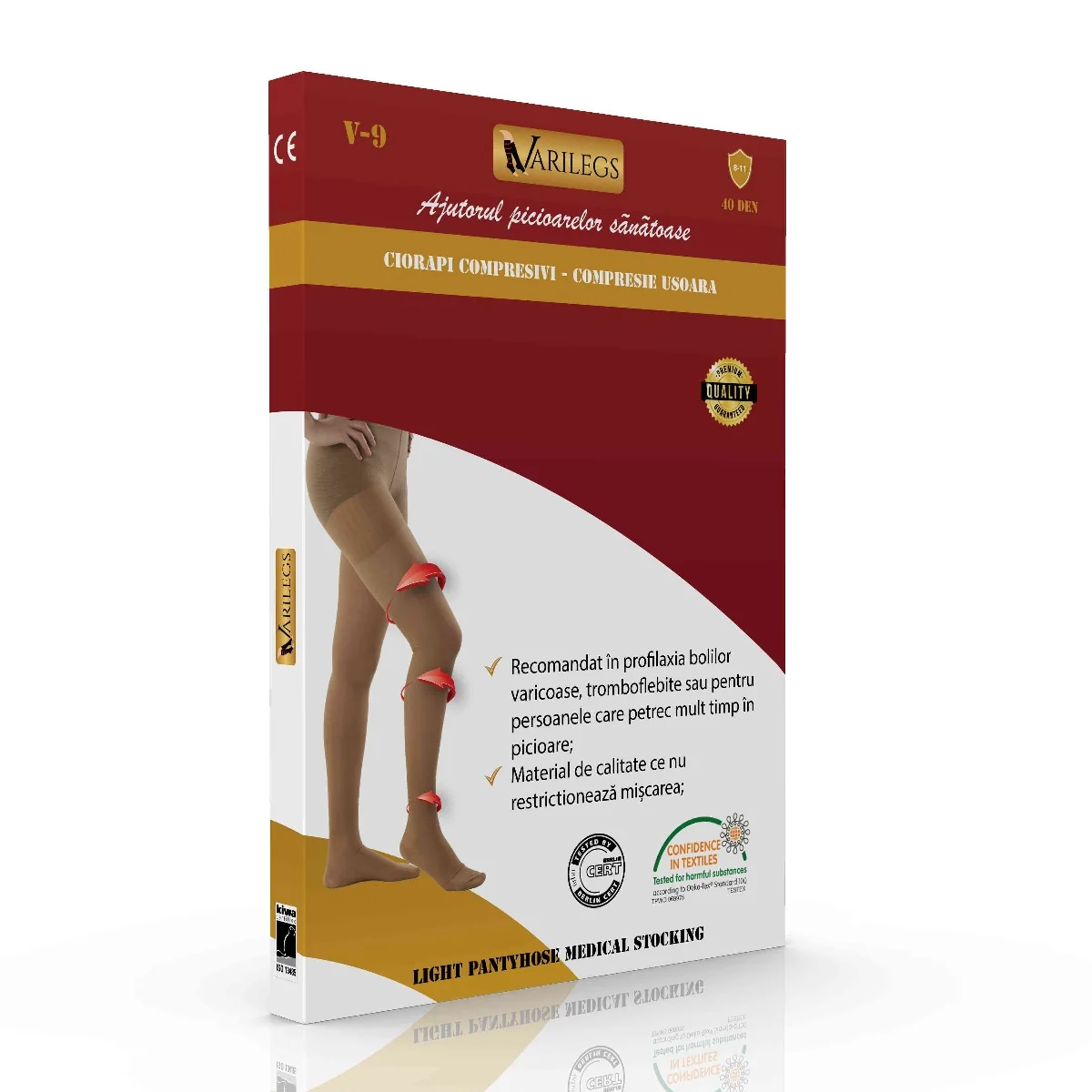 Ciorapi compresivi medicali tip dres 8-11 MmHg V-9 XL, 1 bucata, Varilegs