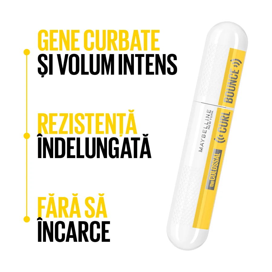 Mascara pentru volum si curbare Very Black The Colossal Curl Bounce, 10ml, Maybelline
