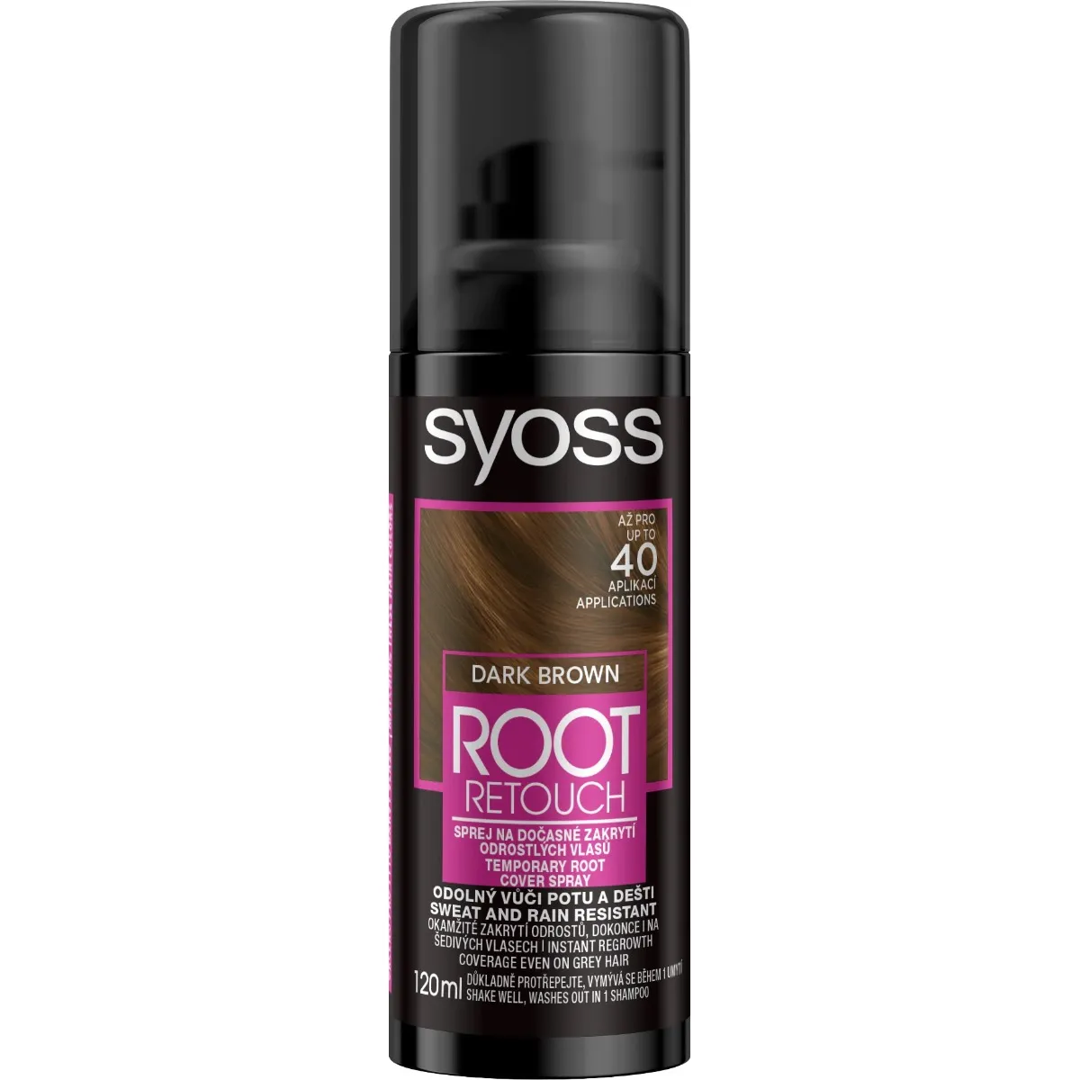 Spray pentru vopsirea temporara a radacinilor Root Retoucher Saten Inchis, 120ml, Syoss