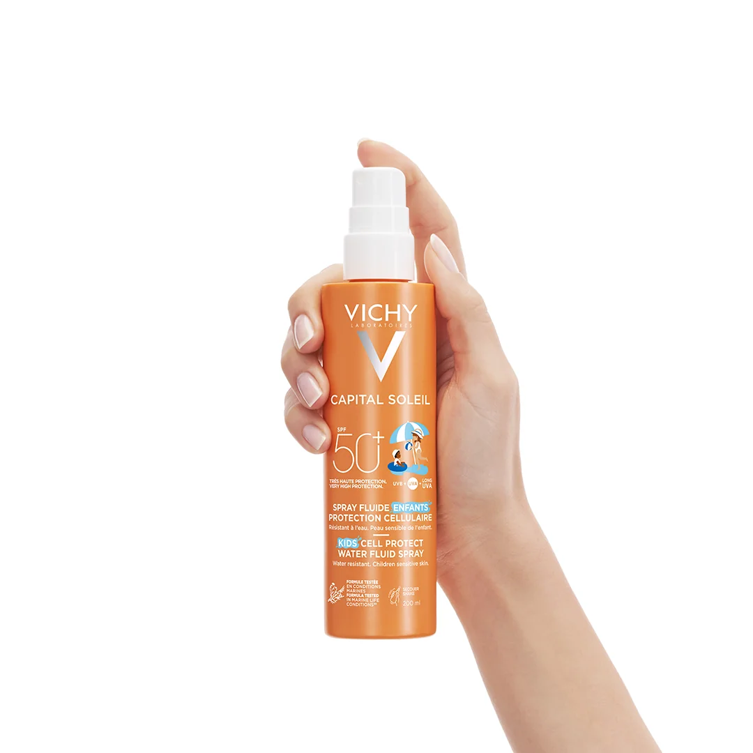 Spray fluid cu protectie solara SPF 50+ pentru copii Kids Cell Protect Capital Soleil, 200ml, Vichy