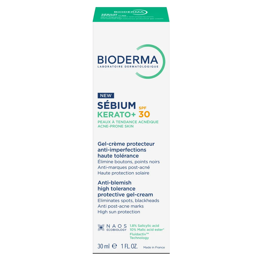 Gel-crema anti-imperfectiuni cu actiune keratolitica si protectie solara pentru ten predispus la acnee Sebium Kerato+ SPF 30, 30ml, Bioderma