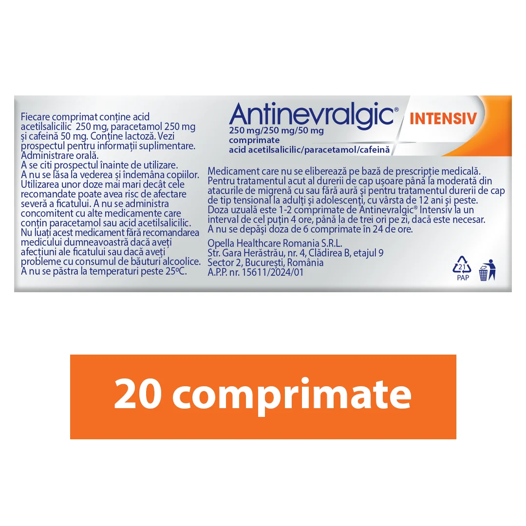 Antinevralgic Intensiv, 20 comprimate, Sanofi
