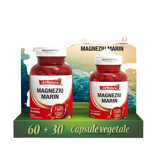 Pachet Magneziu Marin, 60 + 30 capsule, AdNatura