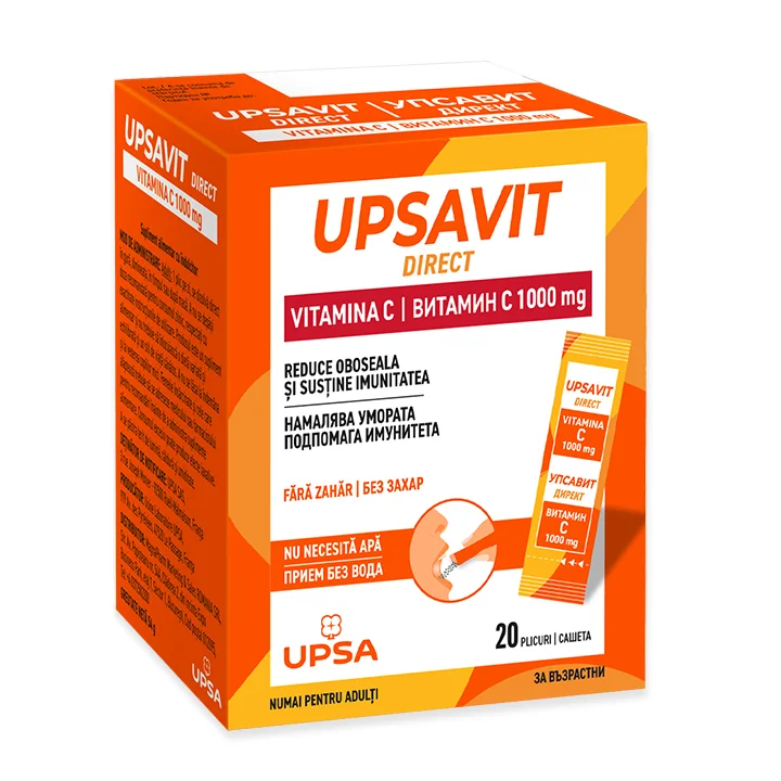 Upsavit Direct Vitamina C 1000mg, 20 plicuri orodispersabile, Upsa