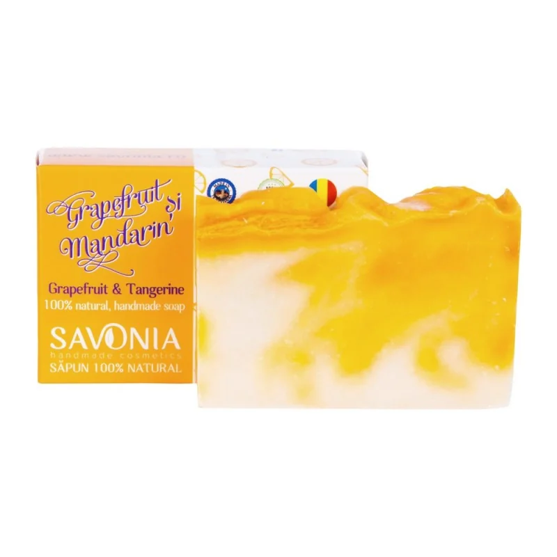 Sapun natural pentru fata maini si corp Grapefruit si Mandarin, 90g, Savonia
