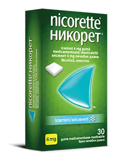 Nicorette® Icemint 4mg guma medicamentoasa masticabila, 30 bucati, Johnson&Johnson 