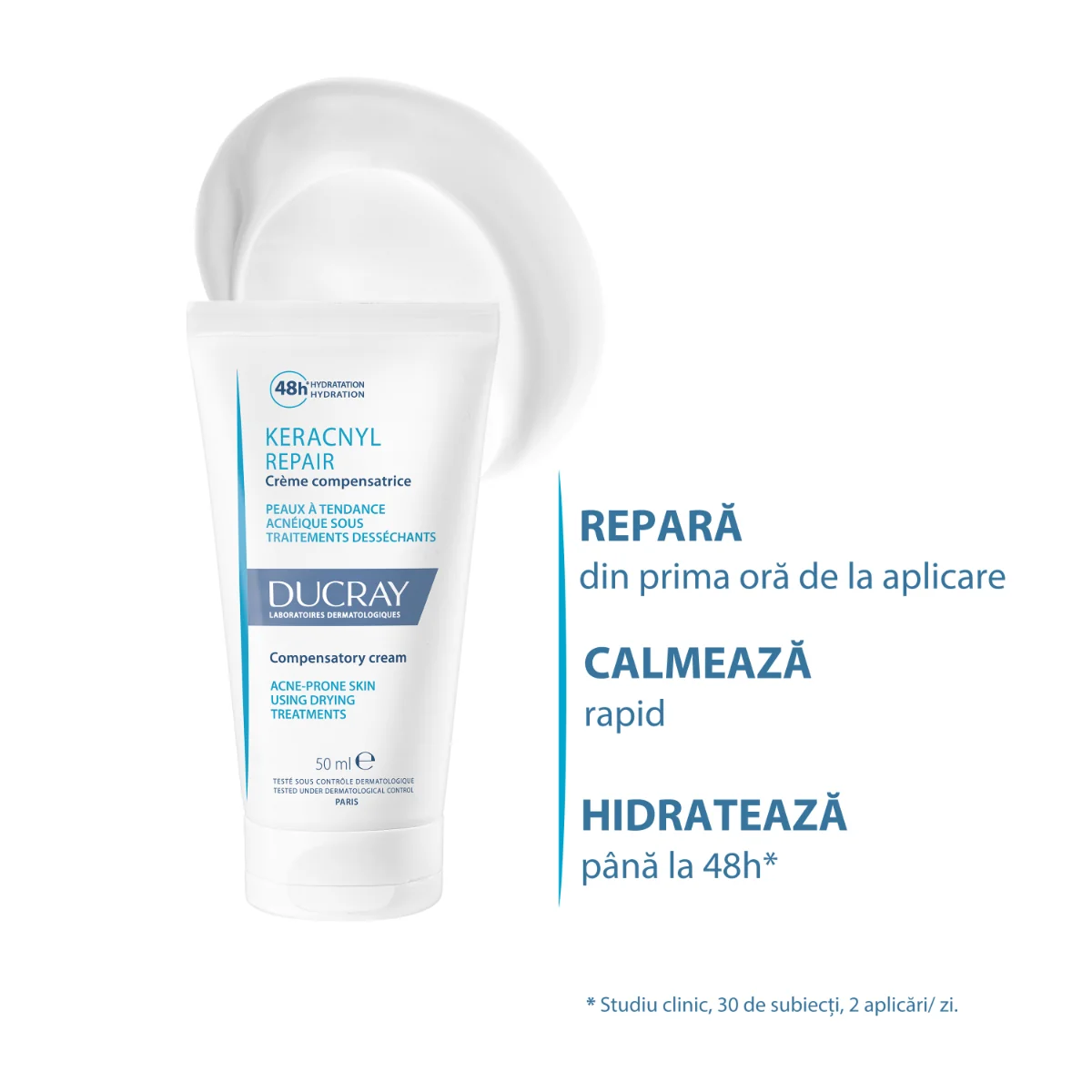 Crema hidratanta anti-imperfectiuni pentru tenul acneic Keracnyl Repair, 50ml, Ducray