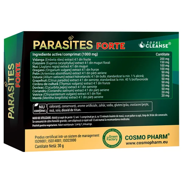 Parasites Forte, 30 comprimate, Cosmopharm