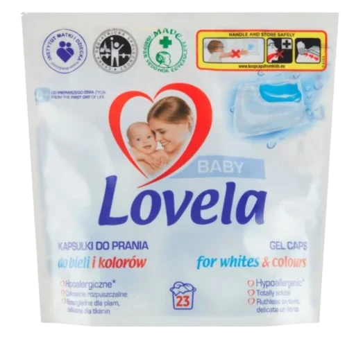 Detergent capsule pentru rufe albe si colorate, 23 capsule, Lovela Baby