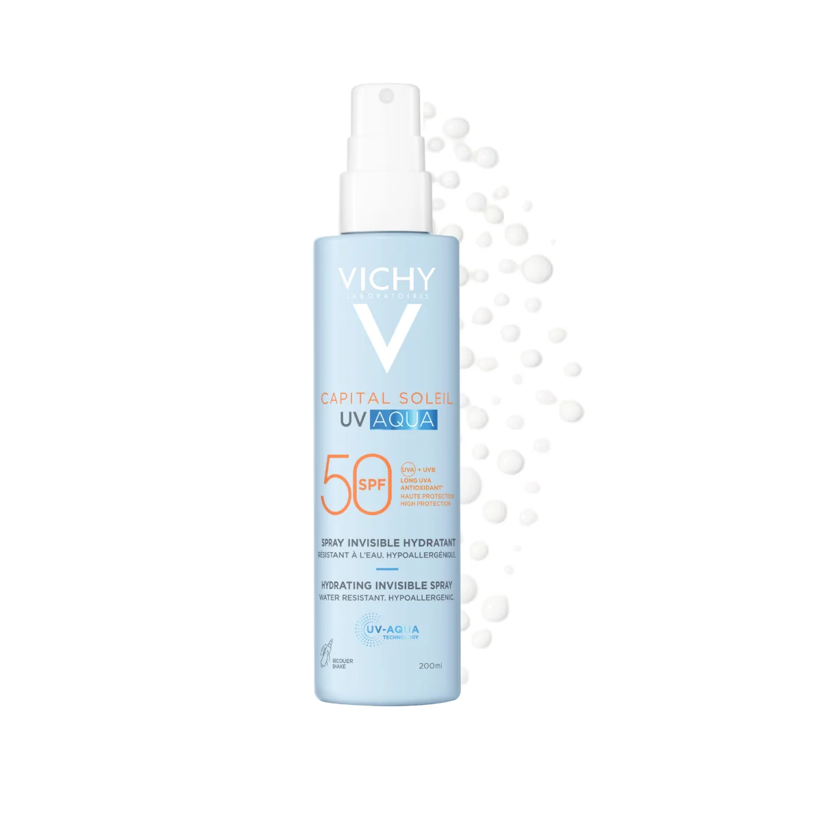 Spray hidratant pentru fata si corp SPF50 Capital Soleil UV AQUA, 200ml, Vichy