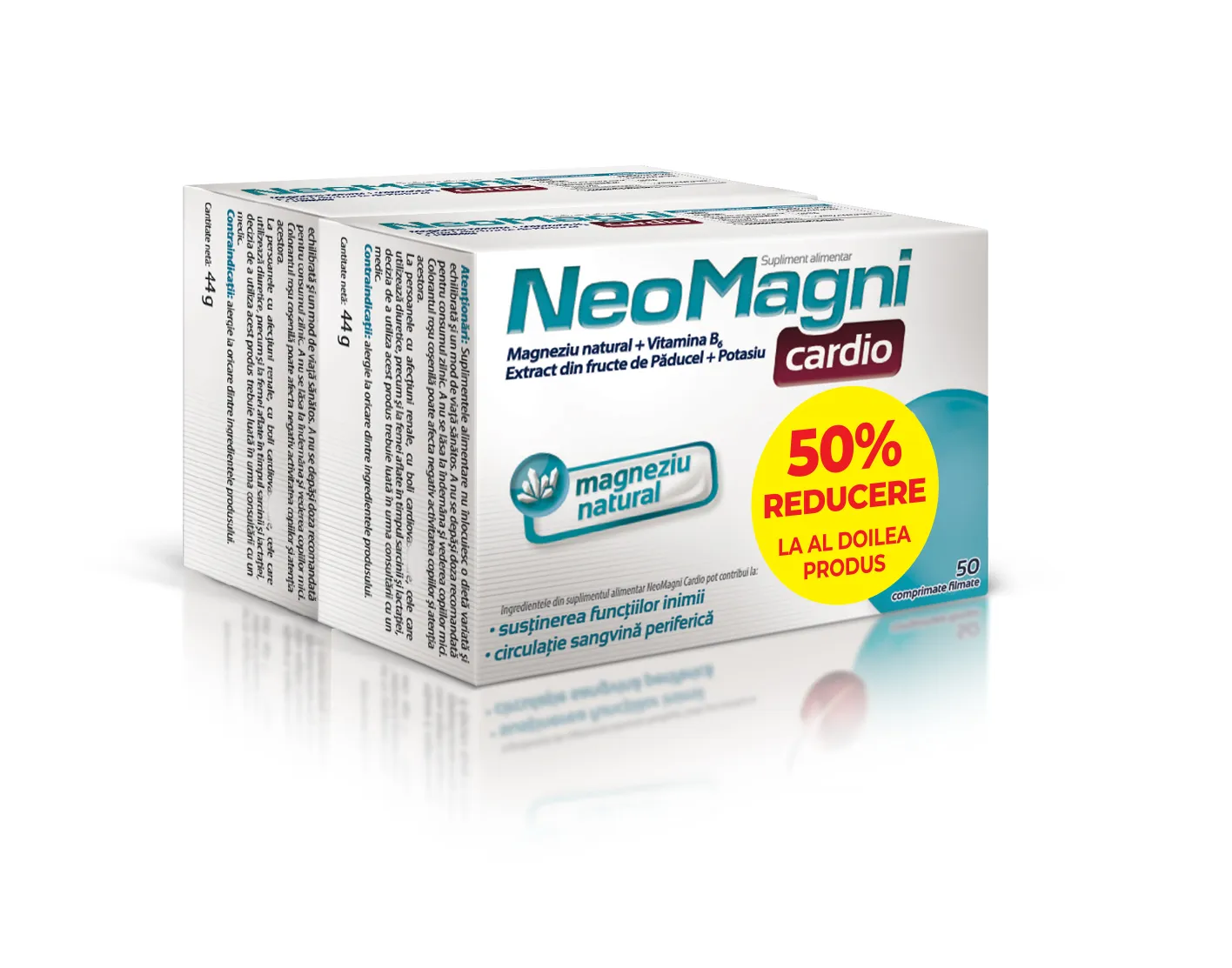 Pachet NeoMagni cardio, 50 comprimate + 50% reducere la al doilea produs, Aflofarm
