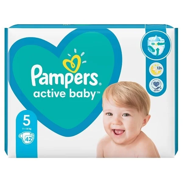 Scutece pentru copii Active Baby, Marimea5, 11-16 kg, 42bucati, Pampers